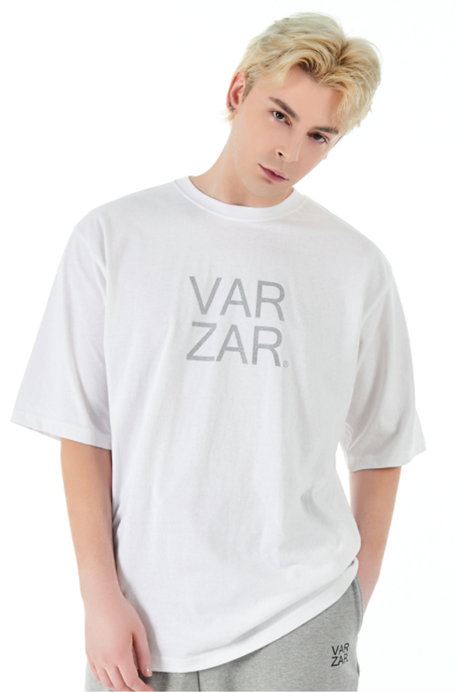 VARZAR(バザール)　Original Silver Big Logo Short Sleeve T-shirt White