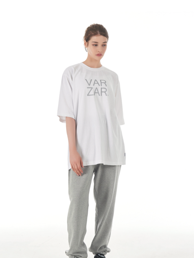 VARZAR(バザール)　Original Silver Big Logo Short Sleeve T-shirt White