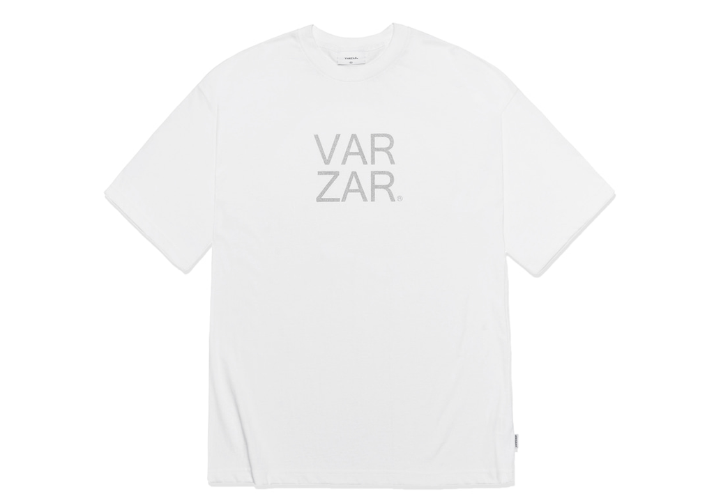 VARZAR(バザール)　Original Silver Big Logo Short Sleeve T-shirt White