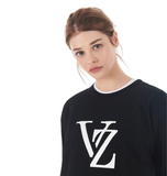 VARZAR(バザール)　Monogram White Big Logo Short Sleeve T-shirt Black