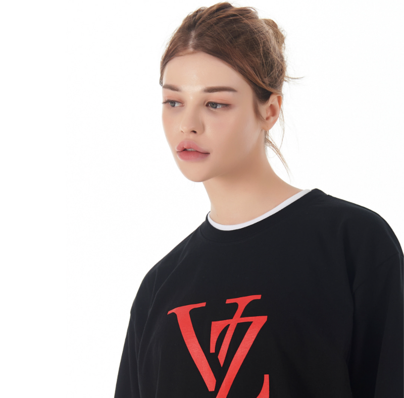 VARZAR(バザール)　Monogram Red Big Logo Short Sleeve T-shirt Black