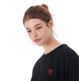 VARZAR(バザール)　3D Monogram Red Embroidery Short Sleeve T-shirt Black