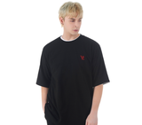 VARZAR(バザール)　3D Monogram Red Embroidery Short Sleeve T-shirt Black