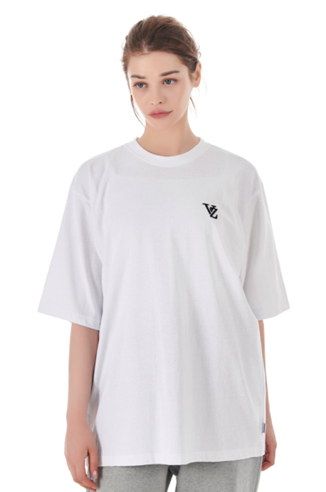 VARZAR(バザール)　3D Monogram Black Embroidery Short Sleeve T-shirt White