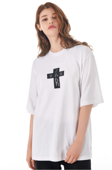 VARZAR(バザール)　Black Cross Logo Short Sleeve T-shirt White