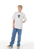 VARZAR(バザール)　Black Cross Logo Short Sleeve T-shirt White