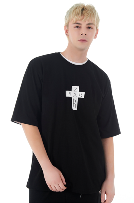 VARZAR(バザール)　Black Cross Logo Short Sleeve T-shirt Black