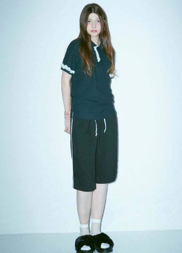 FM91.02 (エフエム91.02)　[female onry] LOVE FM POLO SHIRTS black
