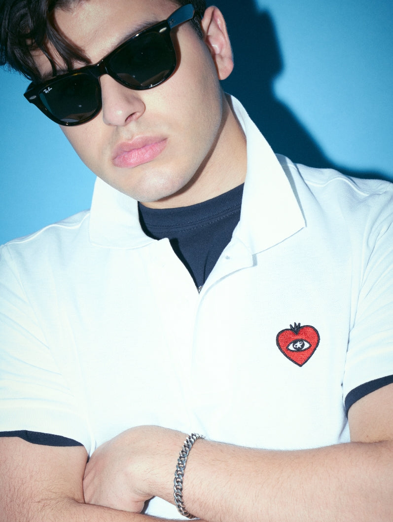 FM91.02 (エフエム91.02)　LOVE FM POLO SHIRTS white
