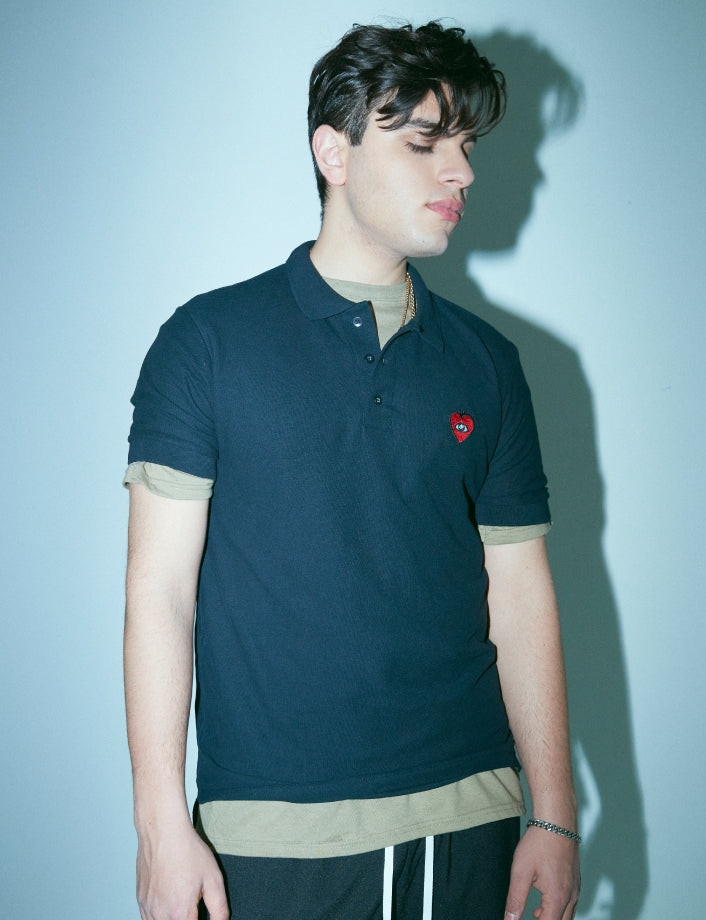 FM91.02 (エフエム91.02)　LOVE FM POLO SHIRTS black