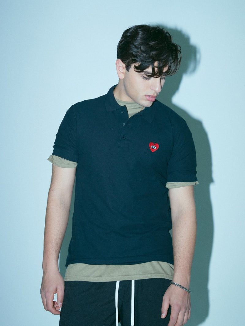 FM91.02 (エフエム91.02)　LOVE FM POLO SHIRTS black
