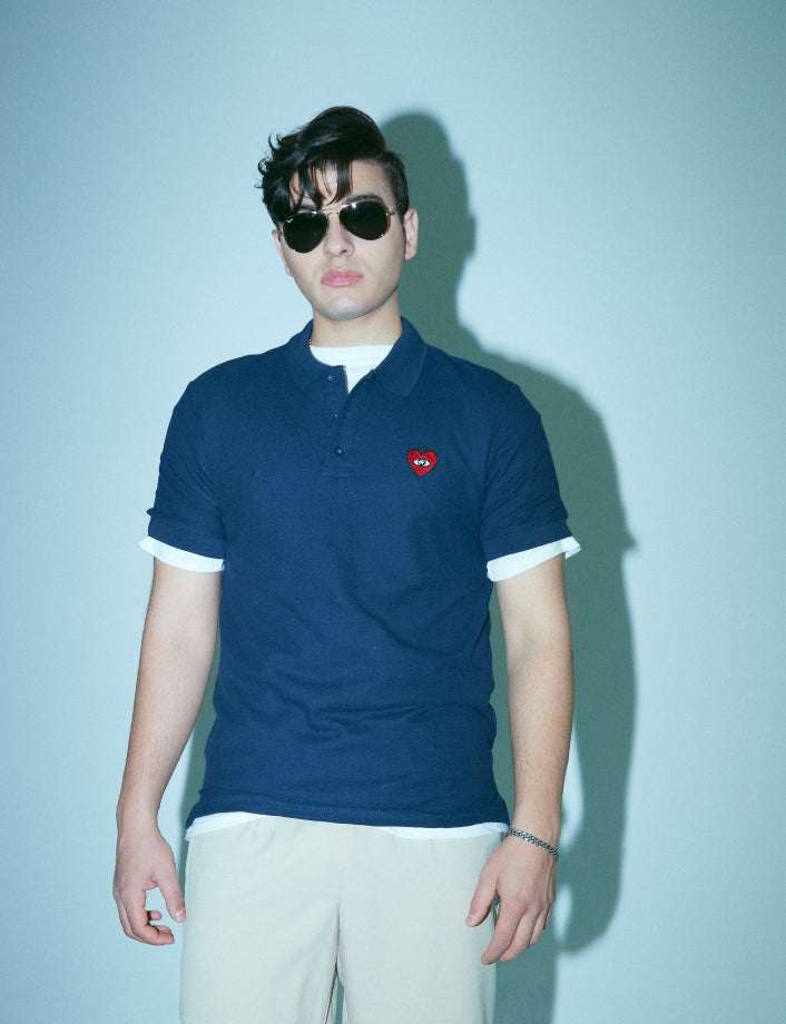 FM91.02 (エフエム91.02)　LOVE FM POLO SHIRTS navy