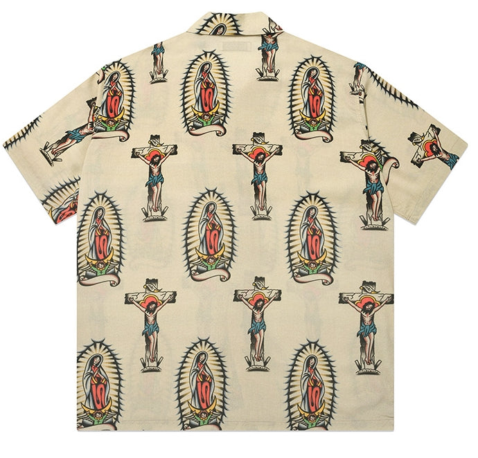 セイントペイン(SAINTPAIN)  SPXBH OPEN COLLAR SHIRTS-BEIGE