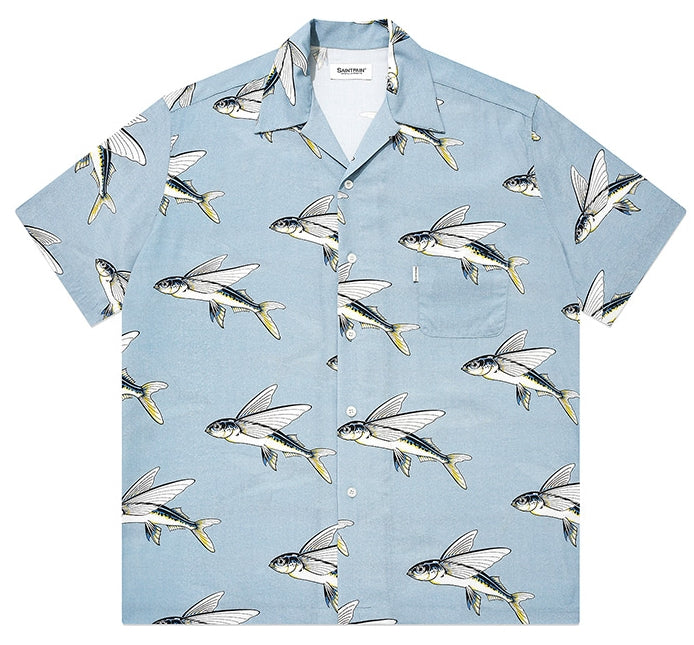 セイントペイン(SAINTPAIN)  SPXBH OPEN COLLAR SHIRTS-BLUE