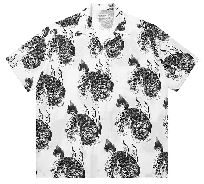 セイントペイン(SAINTPAIN)  SPXBH OPEN COLLAR SHIRTS-WHITE