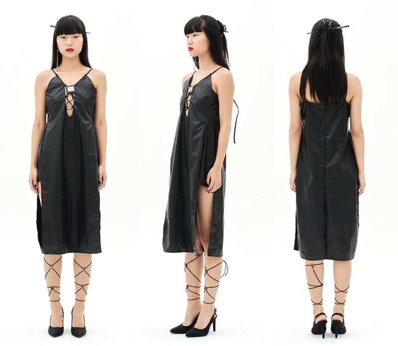 オージーオーディー(OZOD)  TWISTED LOGO DRESS_BLACK