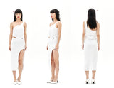 オージーオーディー(OZOD)  GATHER SLIT DRESS_WHITE