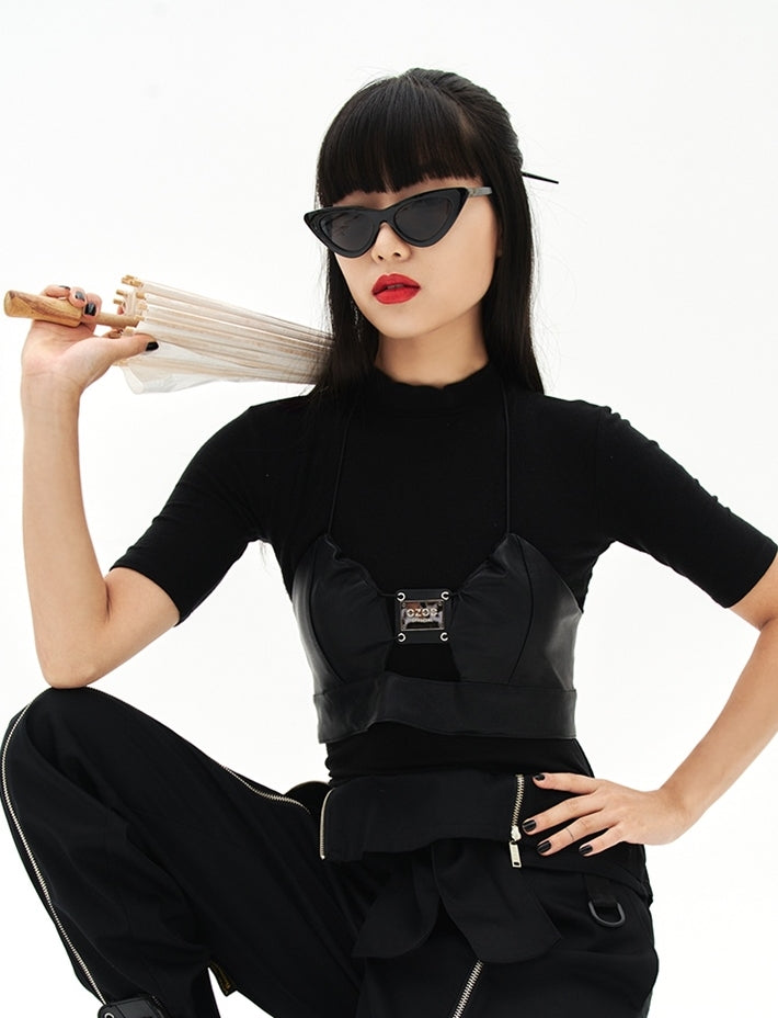 オージーオーディー(OZOD) LEATHER BUSTIER_BLACK