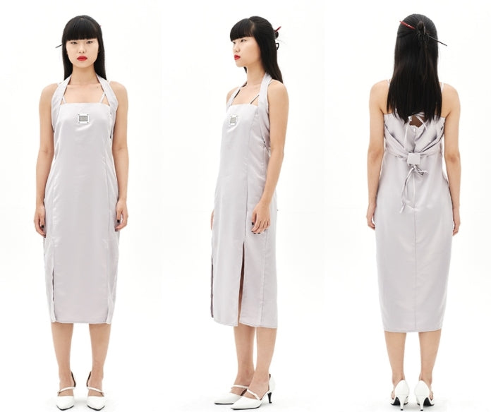 オージーオーディー(OZOD)  ORIENTAL SATIN DRESS_SILVER
