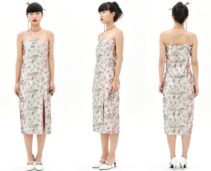 オージーオーディー(OZOD)  ORIENTAL JACQUARD DRESS_SILVER