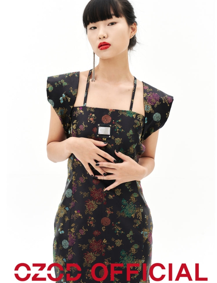 オージーオーディー(OZOD)  ORIENTAL JACQUARD DRESS_BLACK