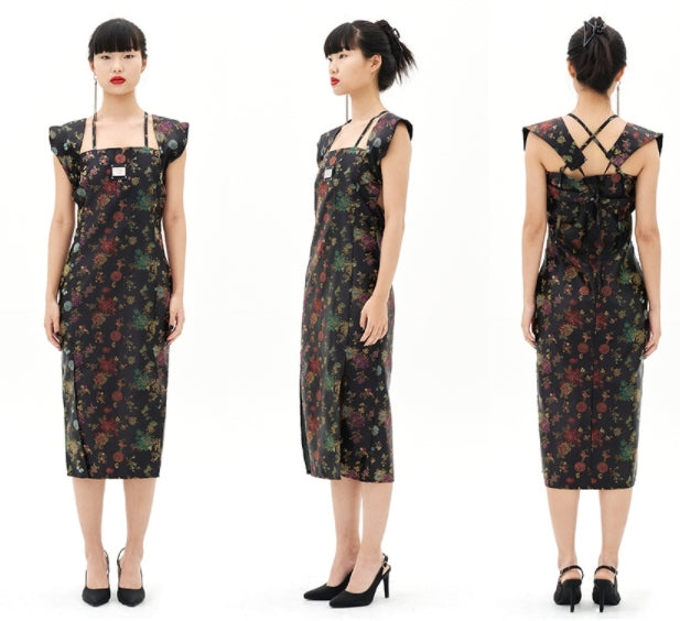 オージーオーディー(OZOD)  ORIENTAL JACQUARD DRESS_BLACK
