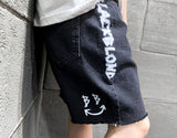 ブラックブロンド(BLACKBLOND)  BBD Smile Graffiti Logo Denim Shorts (Black)