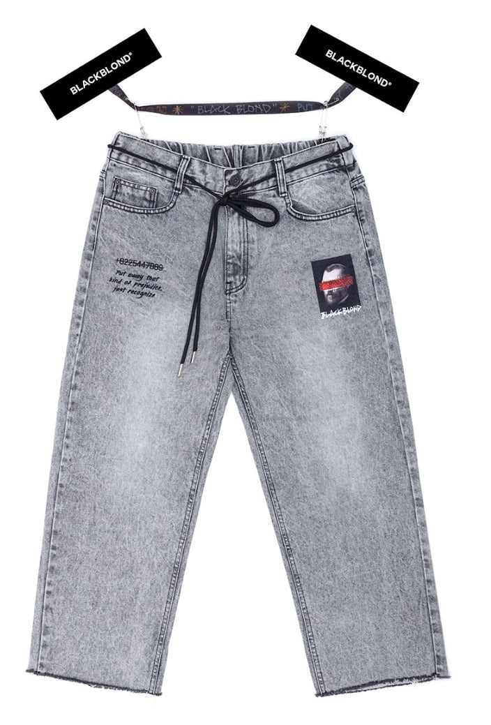 ブラックブロンド(BLACKBLOND)  BBD Still Brutal Crop Denim Pants (Gray)