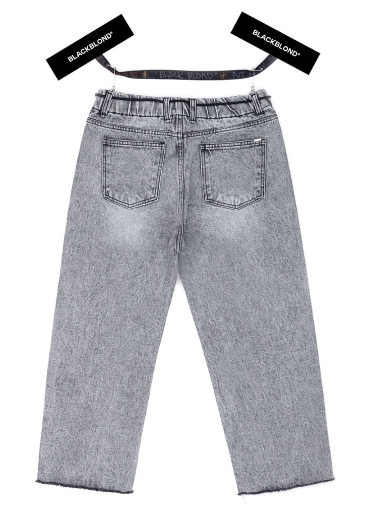 ブラックブロンド(BLACKBLOND)  BBD Still Brutal Crop Denim Pants (Gray)