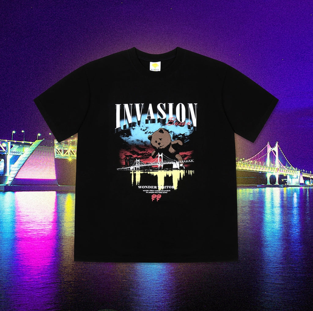 ワンダービジター(WONDER VISITOR)  Invasion Busan T shirts [Black]