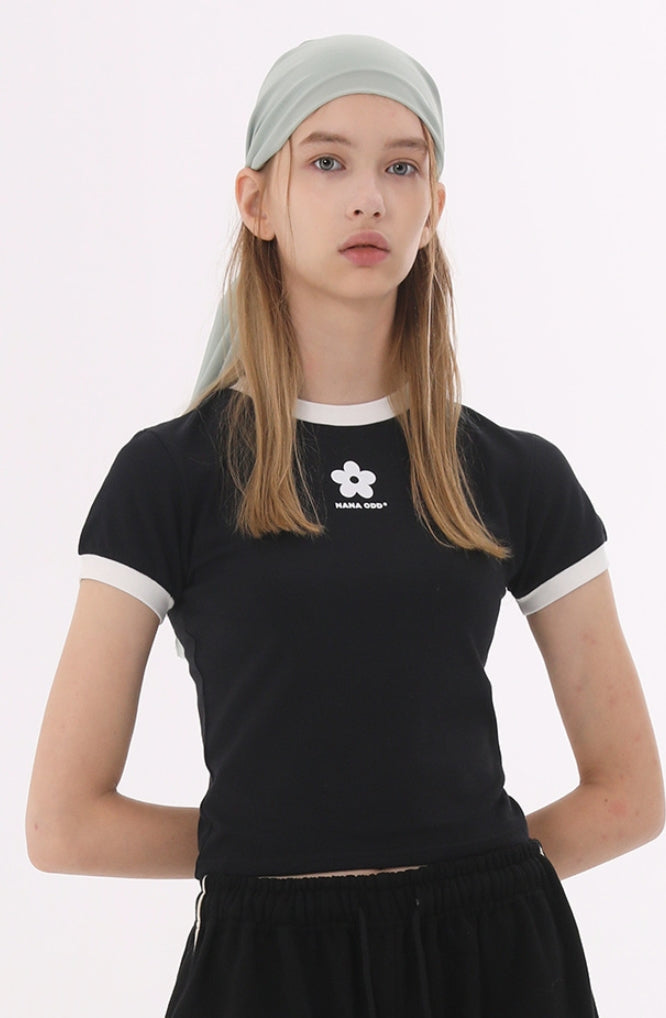 Odd Studio (オッドスタジオ)　DAISY PERAL T-SHIRTS - BLACK