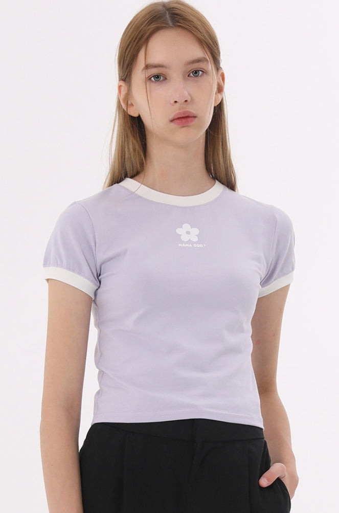 Odd Studio (オッドスタジオ)　DAISY PERAL T-SHIRTS - LAVENDER
