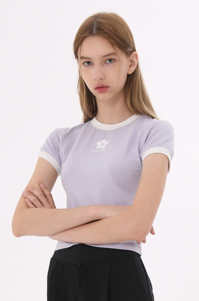 Odd Studio (オッドスタジオ)　DAISY PERAL T-SHIRTS - LAVENDER