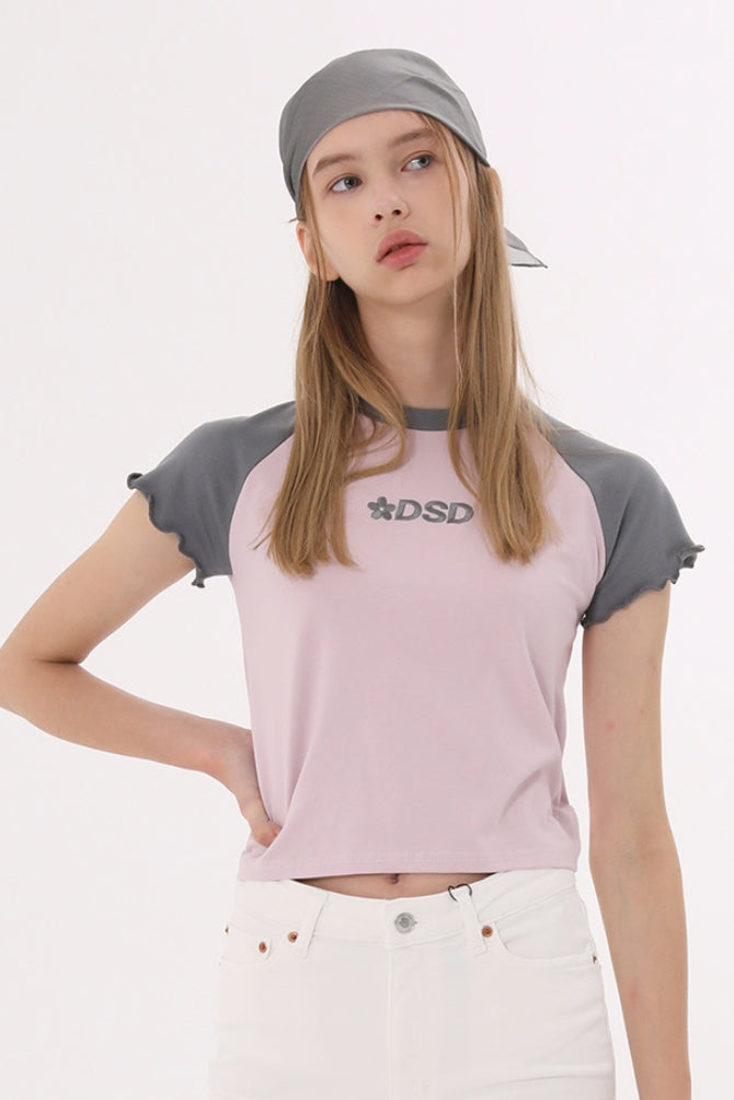 Odd Studio (オッドスタジオ)　DAISY LOGO RAGLAN T-SHIRTS - PINK