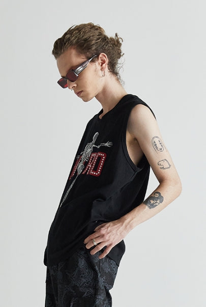 シディスコンマ(SHETHISCOMMA) RETRO SKULL SLEEVELESS