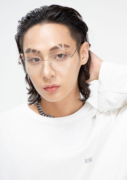 BLACKPURPLE (ブラックパープル)  Square Daily Glasses (SILVER)