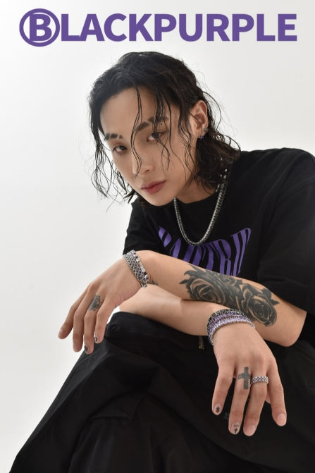 BLACKPURPLE (ブラックパープル)  Square Cubic Train Bracelet_Black