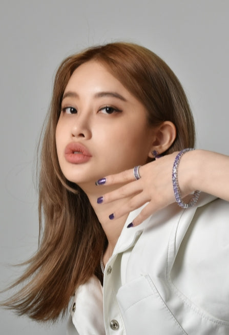 BLACKPURPLE (ブラックパープル)  Square Cubic Train Bracelet_LilacPurple