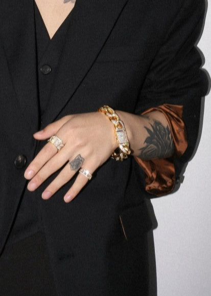 BLACKPURPLE (ブラックパープル)  [BLACKLABEL] BP Ice Bold Kuban Chain Bracelet (GOLD)