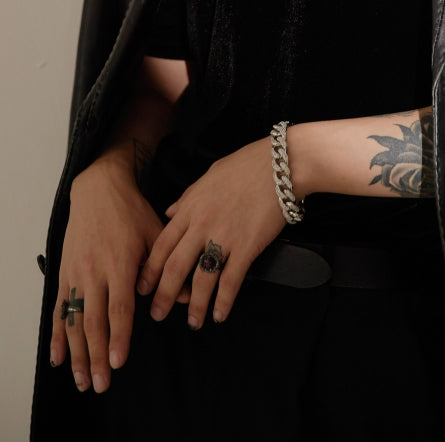 BLACKPURPLE (ブラックパープル)  [BLACKLABEL] BP Ice Bold Kuban Chain Bracelet (SILVER)