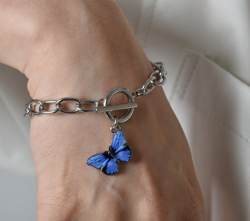 BLACKPURPLE (ブラックパープル)  3P WHITE-BLUE BUTTERFLY BRACELET (2TYPE)