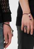 BLACKPURPLE (ブラックパープル) BYBE Leather string bracelet - White