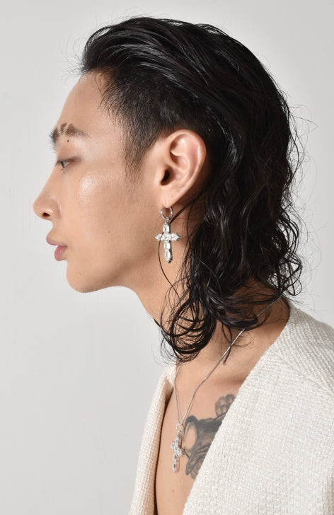BLACKPURPLE (ブラックパープル)  M SQUARE CUBIC CROSS EARRING