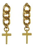 BLACKPURPLE (ブラックパープル)  Drop Cross Earrings S (Gold, Silver)