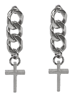 BLACKPURPLE (ブラックパープル)  Drop Cross Earrings S (Gold, Silver)