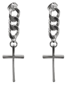 BLACKPURPLE (ブラックパープル)  Drop Cross Earrings M (Gold, Silver)