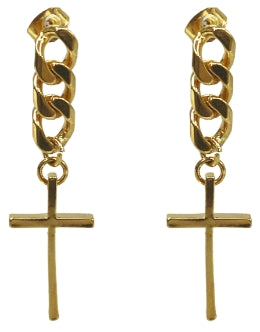 BLACKPURPLE (ブラックパープル)  Drop Cross Earrings M (Gold, Silver)