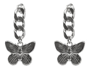 BLACKPURPLE (ブラックパープル)  CHAIN DROP BUTTERFLY EARRING (Gold, Silver)