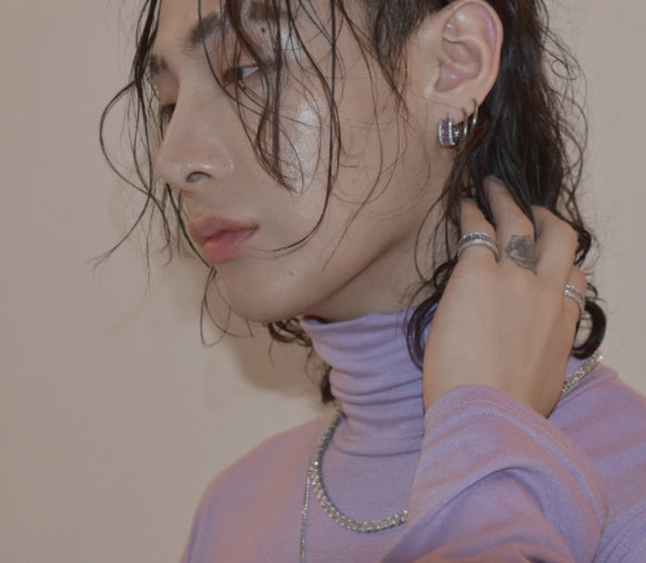 BLACKPURPLE (ブラックパープル) Crystal Glass Mini Ring Earrings