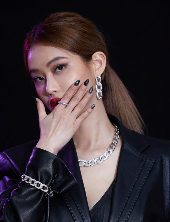 BLACKPURPLE (ブラックパープル) [BLACKLABEL] PONDELL CUBIC CHAIN EARRING